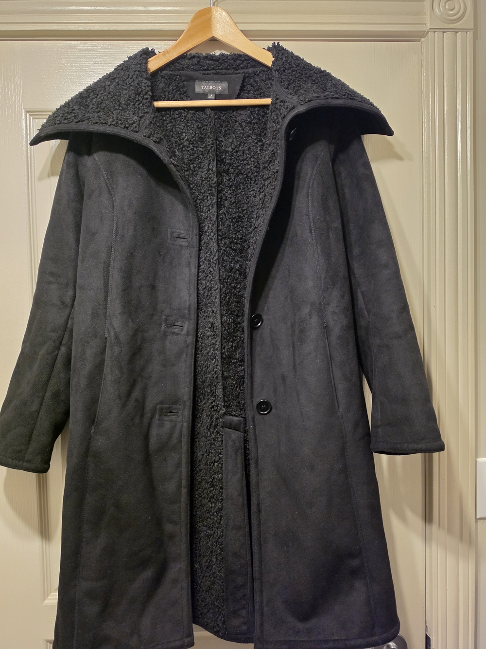 Talbots Black Teddy Faux-Shearling Coat